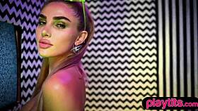 hey, wanna watch this busty blonde milf shake her pierced tits and fat ass in fishnets?