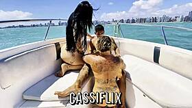 latina rides big cock on boat until hot creampie finish