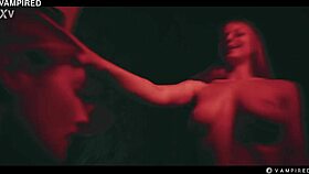 blonde vampire seduces redhead babe into lezdom slave play with facesitting