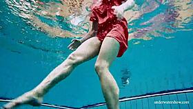 Sexy Czech teen swims nude underwater tight pussy exposed