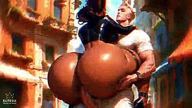 big ass curvy dark skin babe moans loud in ai 4k interracial anal pmv loop 🍑🔥