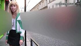 shy blonde vicky nervously steps into her first casting adventure