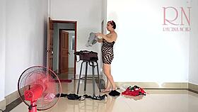 damn this milf strips bikinis and lingerie hot at the resort!