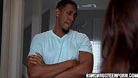 Nico Luva delivers horny brunette teen blowjob on massive black cock