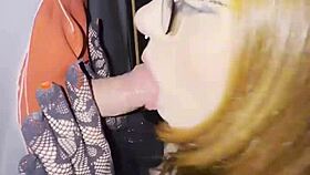 she deepthroats gloryhole cock in swing house till cum explodes