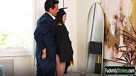 stepdad catches petite beauty bent over, pounds her hard before wife interrupts