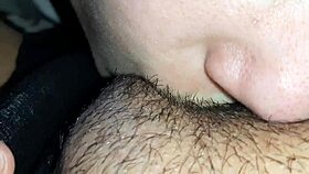 couple shares romantic homemade pov with hairy pussy licking kissing and sucking