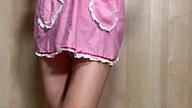 Japanese Maid Teases Anal Plug and Nipples Bashfully