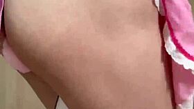 Japanese Maid Teases Anal Plug and Nipples Bashfully