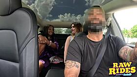 busty ebony milf flashes massive tits fingers soaked pussy on public ride