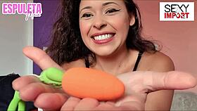 Brunette tempts with toy play on her wet pussy