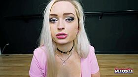 hey check stunning blonde Kelsey Starlette dildo pounding pussy then real fuck