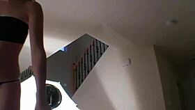 Blonde babe amber wiggles and flaunts perfect ass backstage