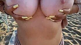 big ass babe bends over for beach doggystyle pounding!