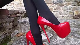 Milf's Gorgeous Legs Seduce in Sky-High Heels Tease