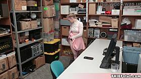 Reverend's Cute Petite Assistant Punished with Rough Doggystyle Pussy Fuck After Shoplifting