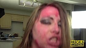 Chubby sub freed after intense domination bondage session