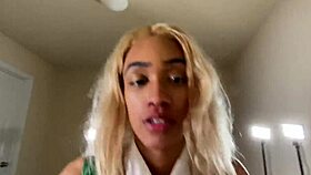 aris ebony casting turns into squirting facial cumshot frenzy