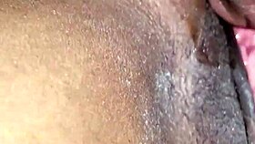 Ebony wife gets quick wet pussy cum during cheating massage