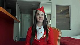 angelina brill the air hostess uniform slut begs for bareback creampie from huge cock