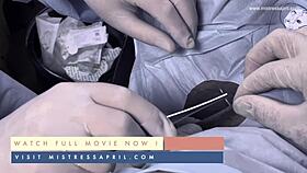 Dominatrix nurse april torments patient penis in electro hospital exam