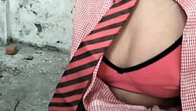 Desi village teen schoolgirl's outdoor viral mms fuck with boyfriend