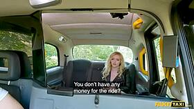 sexy british blonde babe bends over for rough doggystyle pounding and cowgirl ride on monster cock in fake taxi before flight
