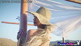 Petite Blonde Emma Hix Poses Nude at Sunset Outdoors