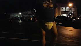 she heads outside in public wearing her super thick diaper for the thrill