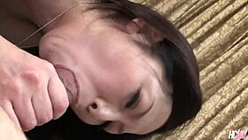 Hey horny Japanese Maya Sawamura rides cock hard to hairy pussy creampie