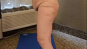 hot mature vee flows through naked yoga poses gracefully